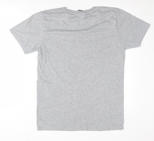 Hype Men's Grey Floral Graphic T-Shirt, Size L