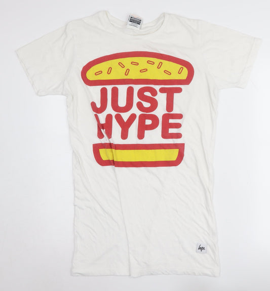 Hype Men's White Graphic Print T-Shirt Size S