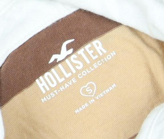 Hollister Unisex Brown Striped Polo S - Relaxed Fit