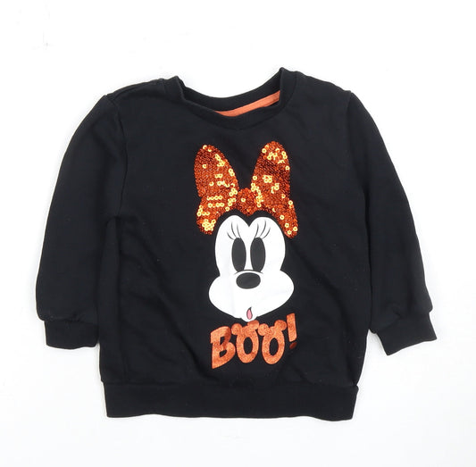 Disney Girls' Black Minnie Sequin Pullover Sweatshirt 2-3 Years