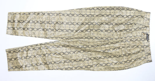 PrettyLittleThing Beige Snake Print Women's Trousers, Size 12