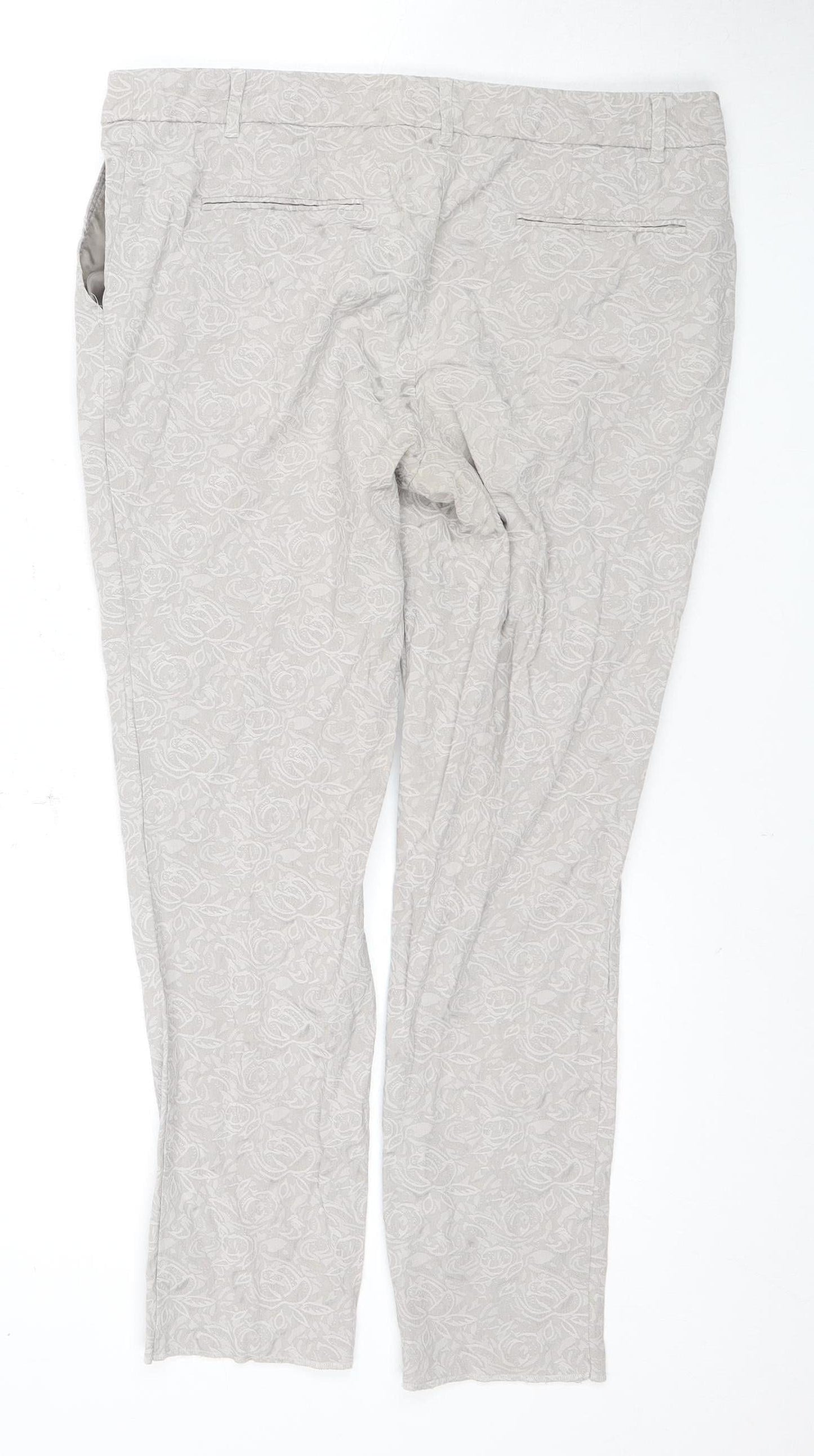 Next Women's Grey Floral Trousers Petites Size 14