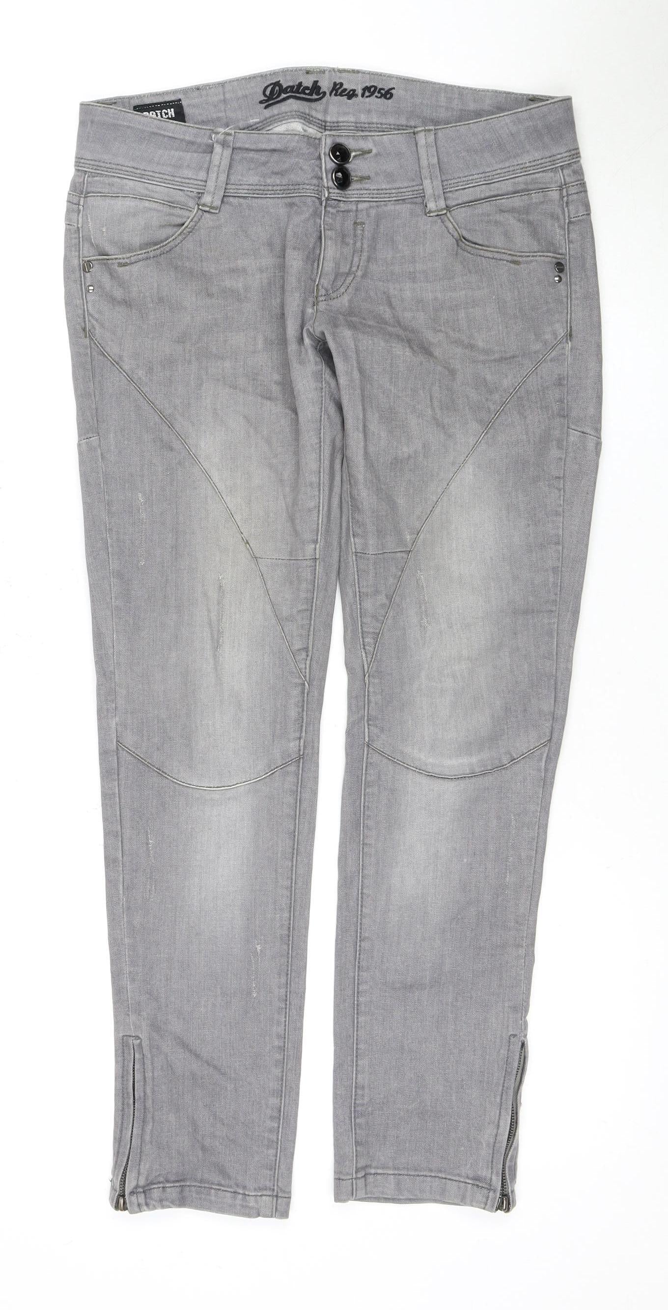 Dutch Women's Grey Skinny Jeans Size 30 with Ankle Zip
