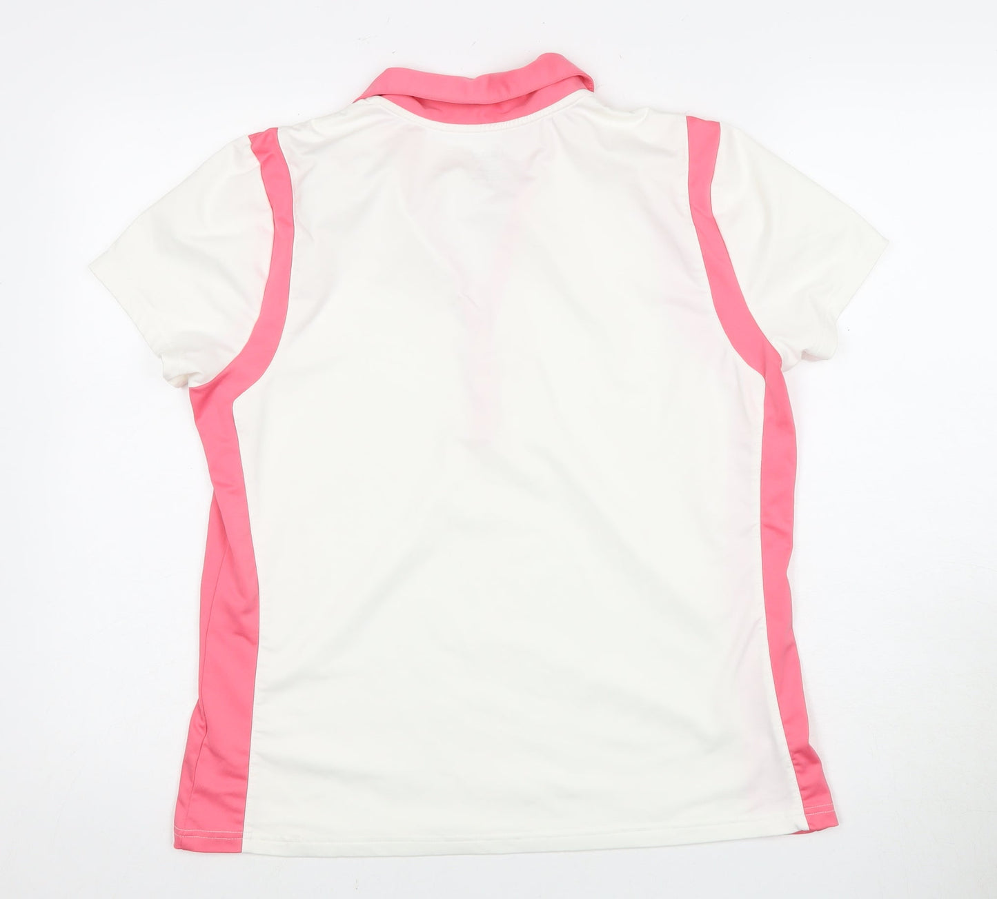 IZOD Women's White Polo Shirt, Size L - Stylish Colourblock Design