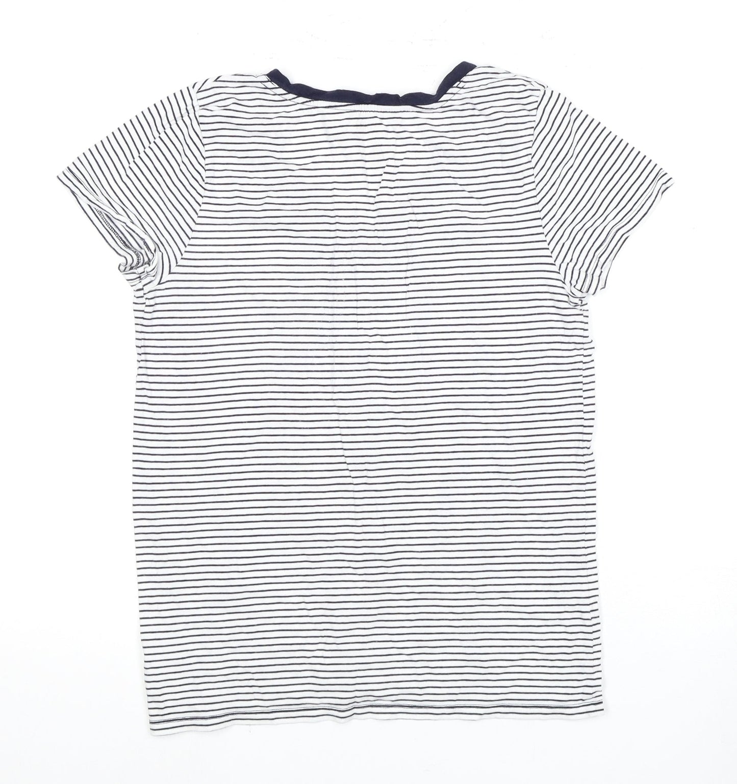 Gap Women's White Striped T-Shirt, Medium, V-Neck