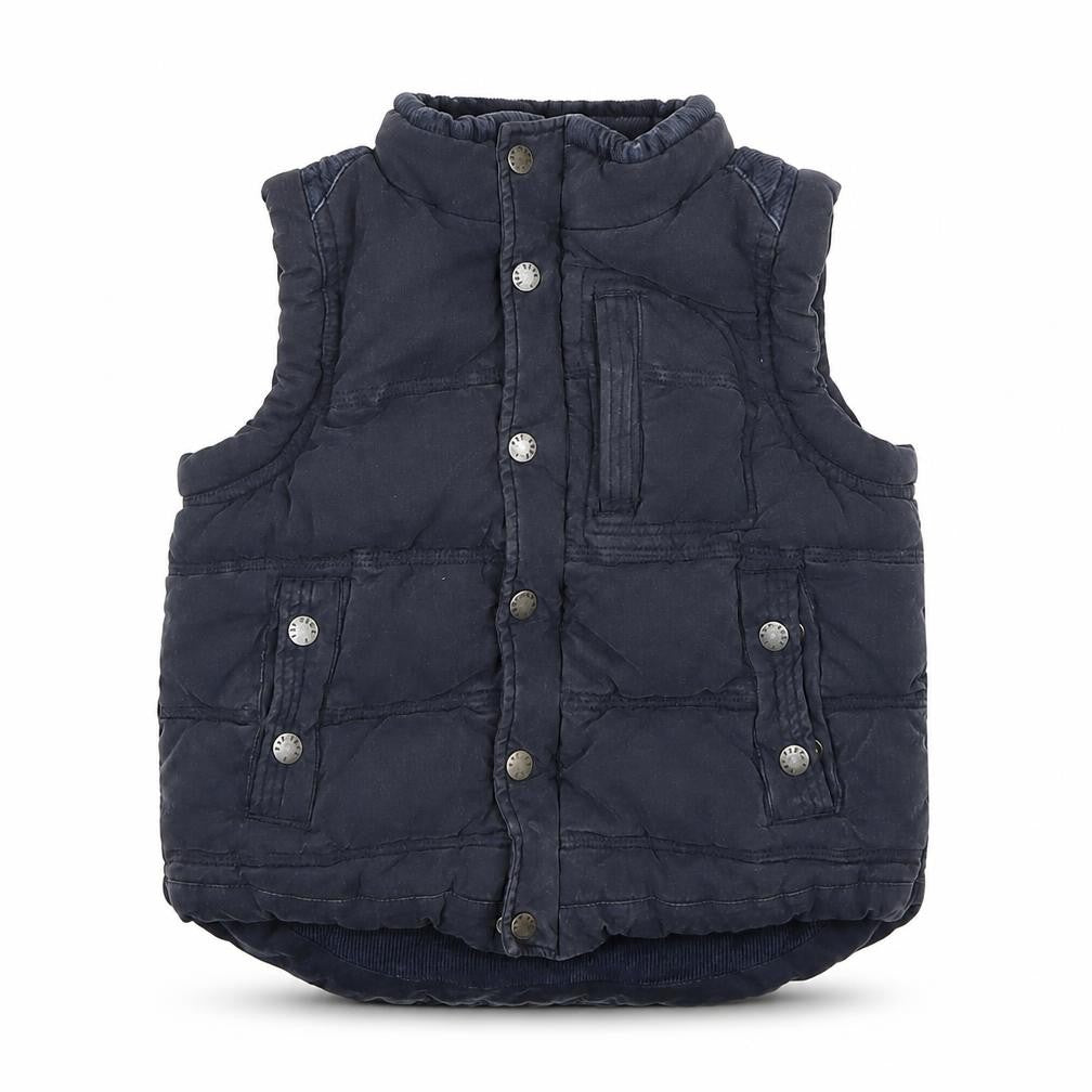 Front view of boys’ fat face blue puffer jacket - 6-7 years, lined, casual outerwear