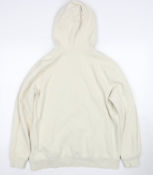Adidas Men’s Ivory Logo Hoodie Size L Pullover Fleece