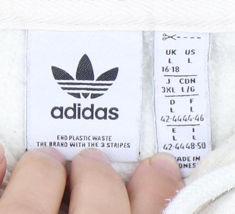 Adidas Men’s Ivory Logo Hoodie Size L Pullover Fleece