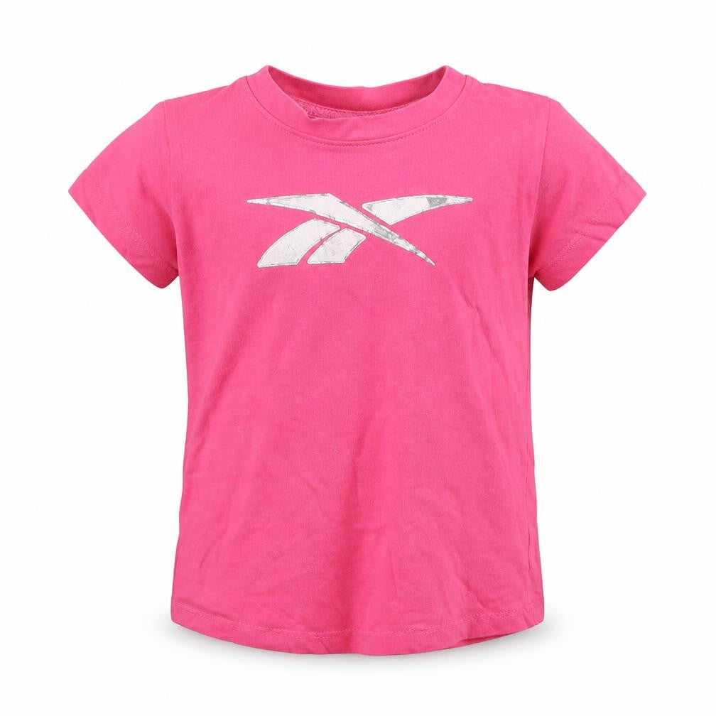 Front view of Reebok girls’ pink t-shirt 4 years - casual sporty style