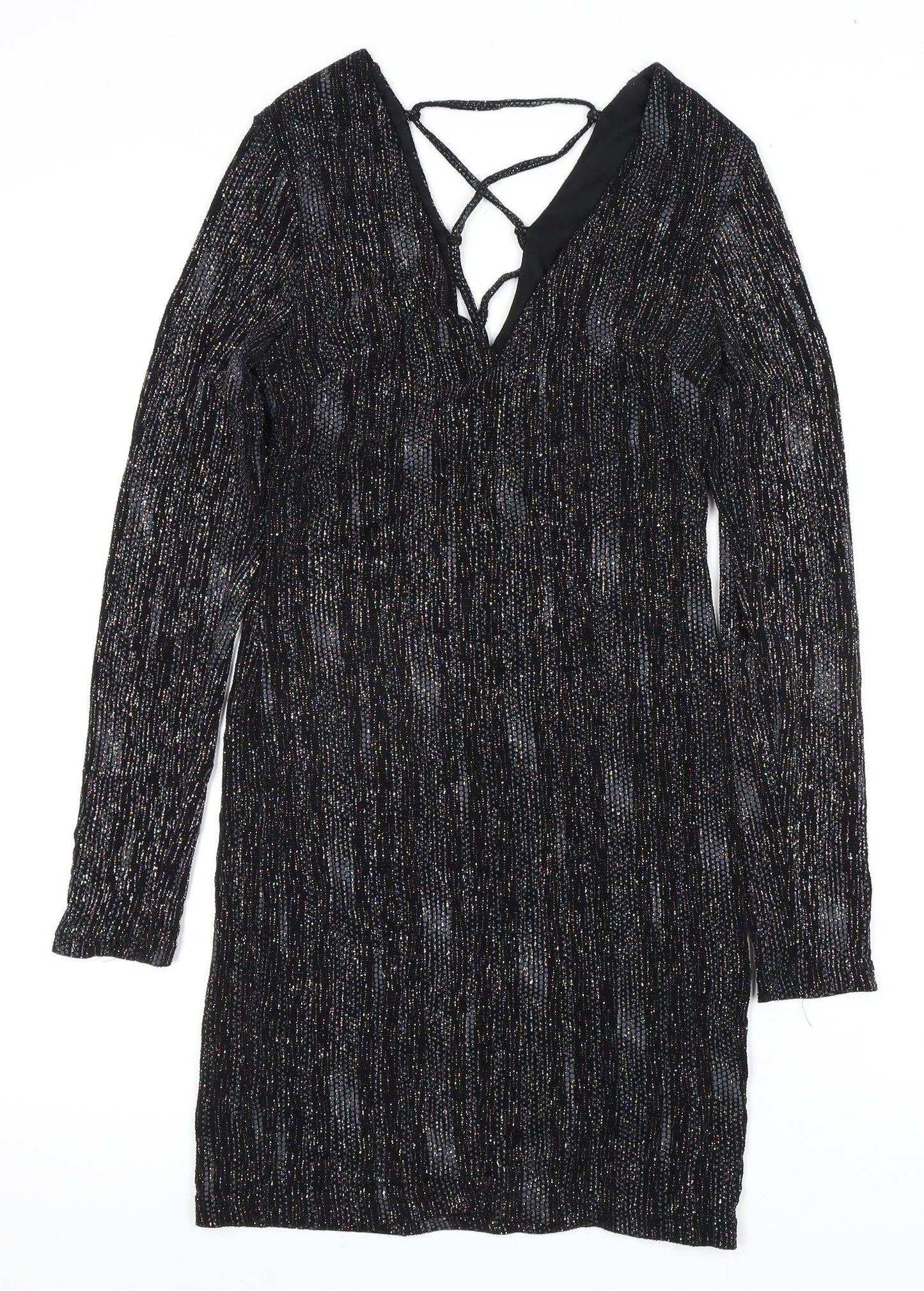 Topshop Women's Black Long Sleeve Party Dress
