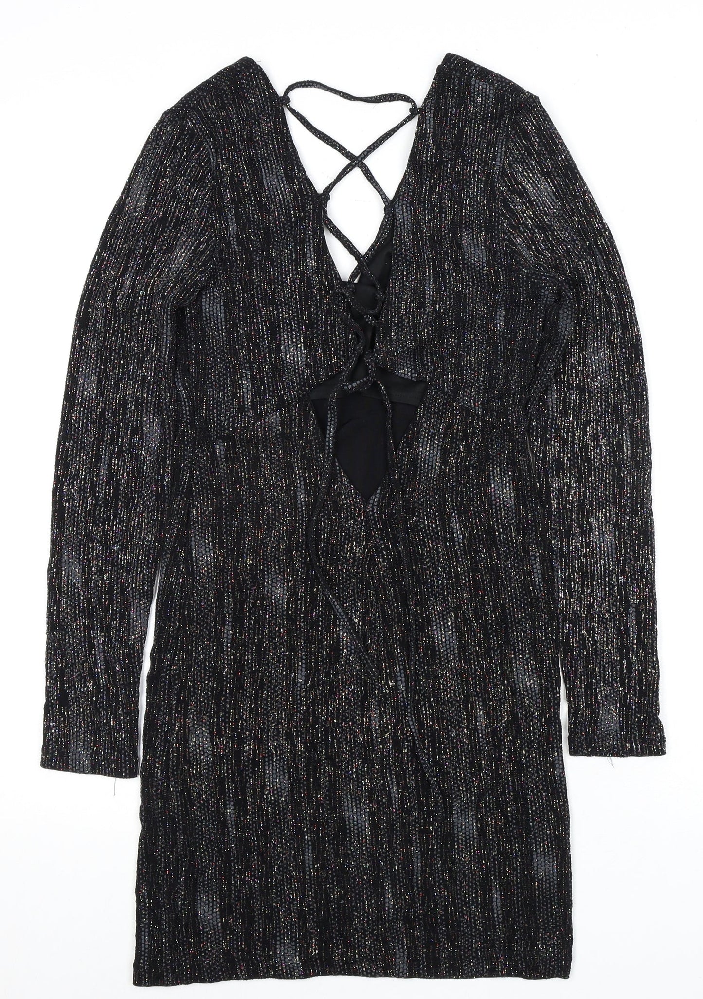 Topshop Women's Black Long Sleeve Party Dress