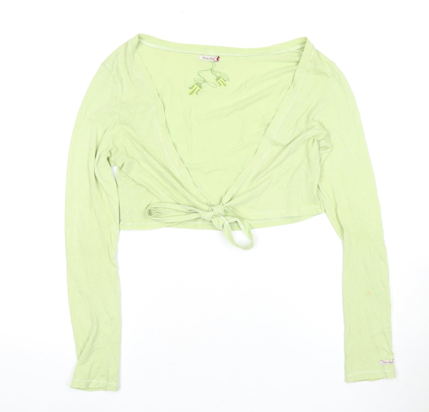 White Stuff Women's Green Cropped Wrap Top Size 12