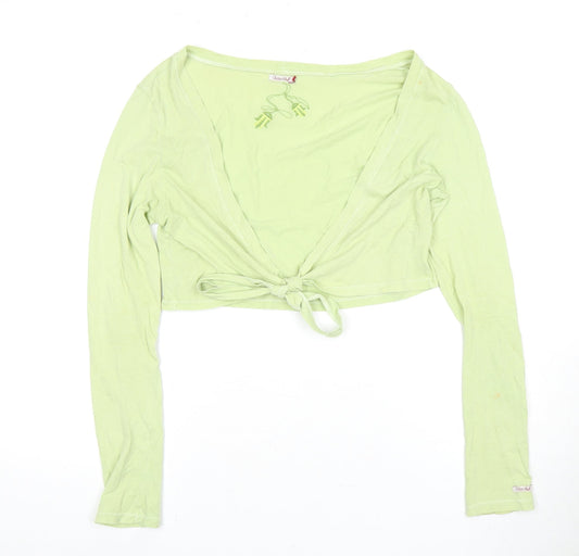 White Stuff Women's Green Cropped Wrap Top Size 12