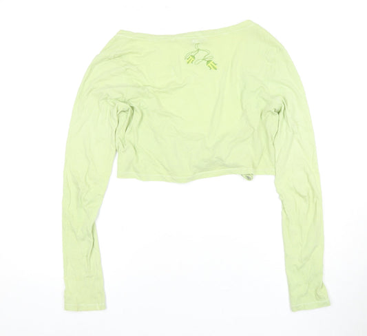 White Stuff Women's Green Cropped Wrap Top Size 12