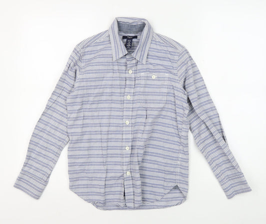 GapKids Boys Blue Striped Button-Up Shirt 8-9 Years