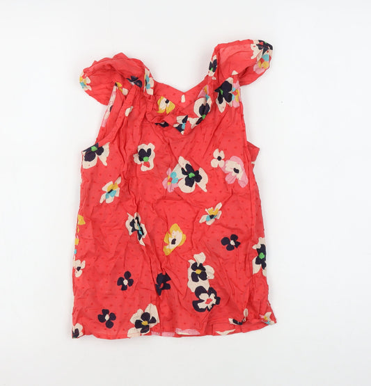 GAP Kids Girls Red Floral Tunic Blouse M - Spring Chic
