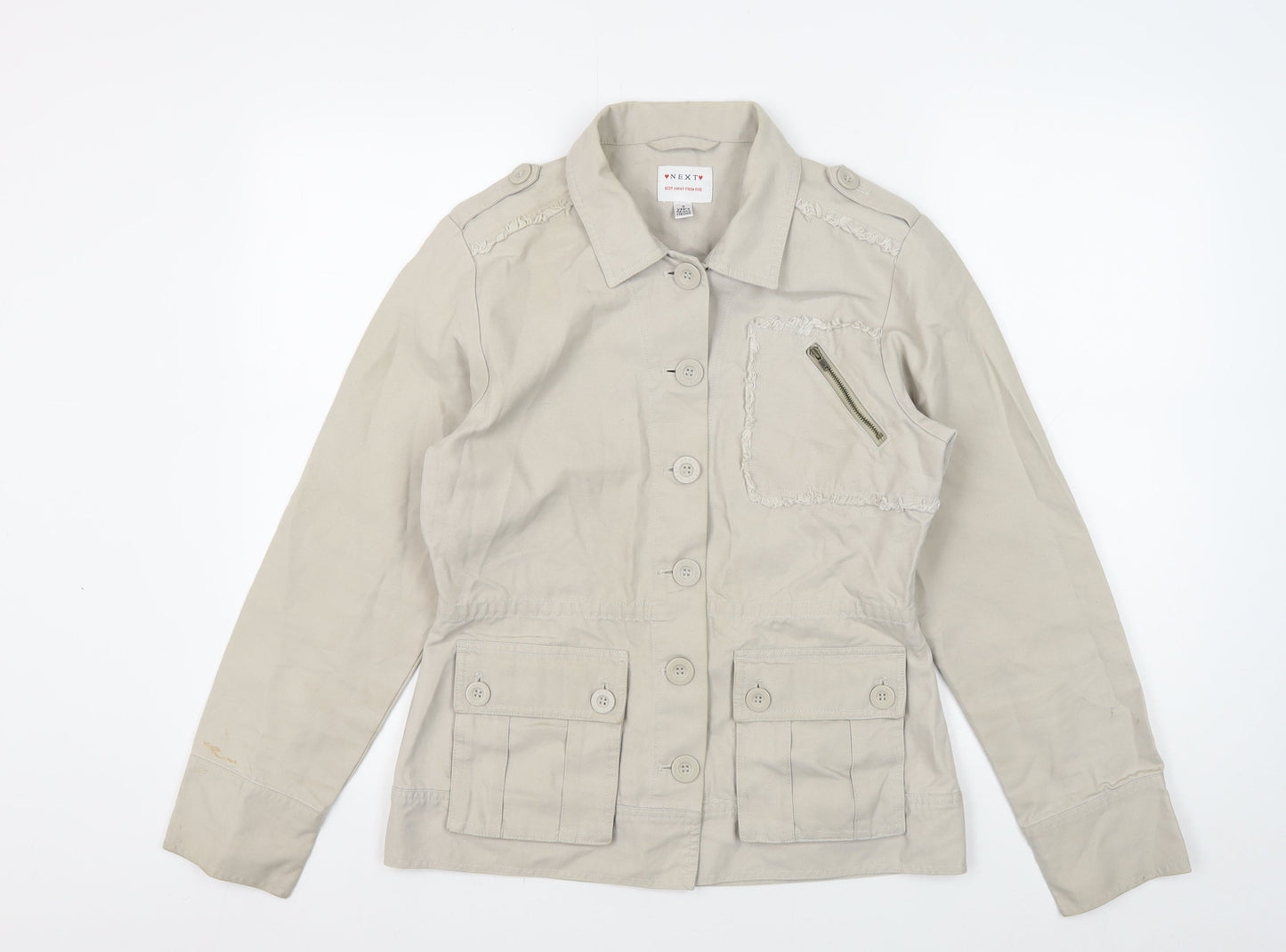 Next Girls Beige Cotton Jacket, Size 16, Casual Style, Buttoned