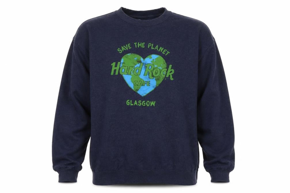 Unisex Adults UK XL Regular Hard Rock Blue Pullover Sweatshirt