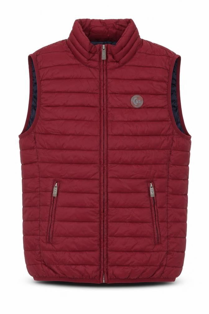 Cotton & Silk Men's Red Puffer Waistcoat L - Casual Wear