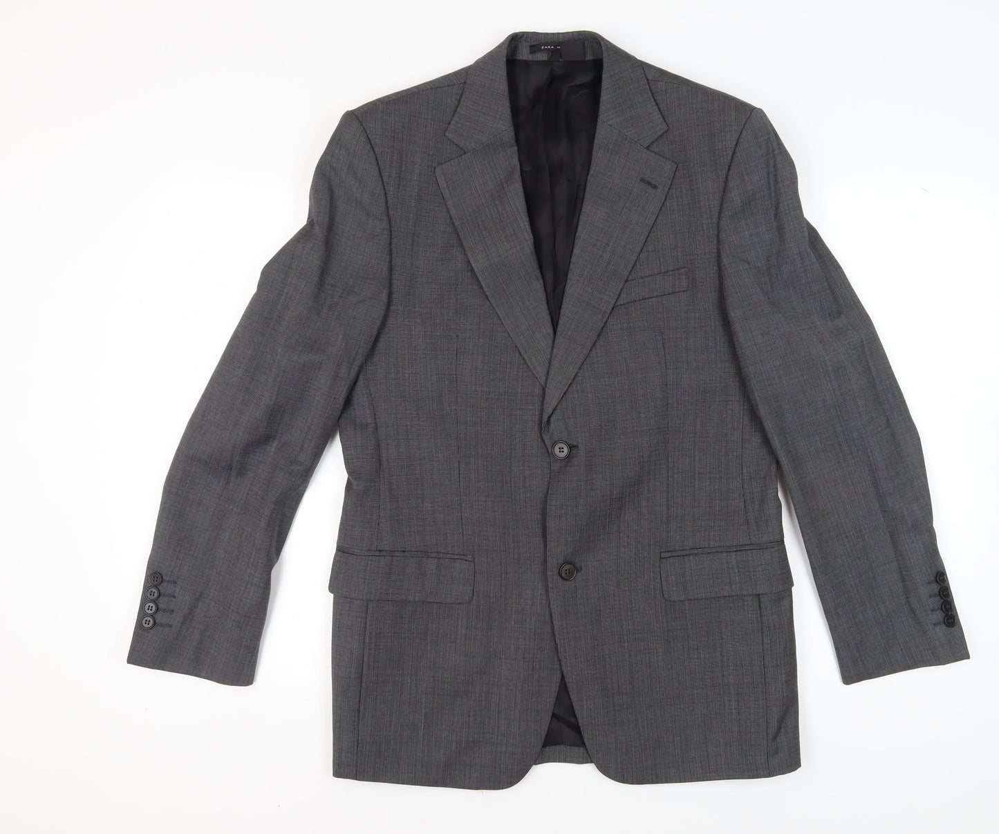 Zara Man Grey Check Wool Suit Jacket 38