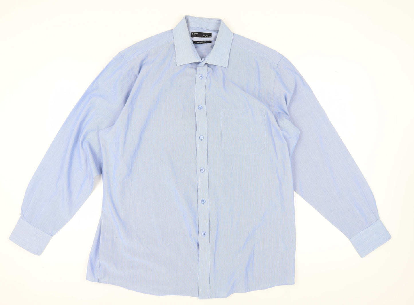 B&W Men's Blue Striped Long Sleeve Shirt - 17