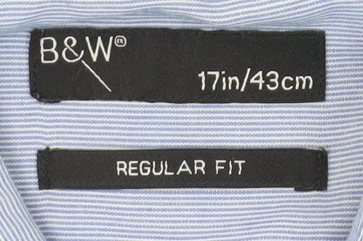 B&W Men's Blue Striped Long Sleeve Shirt - 17