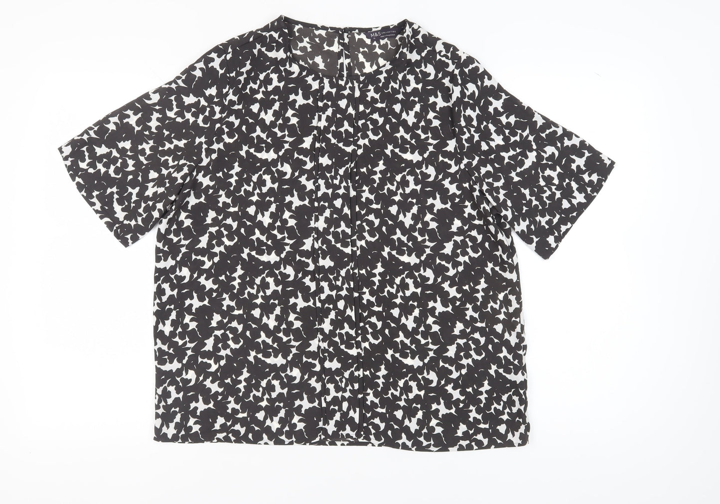 Marks and Spencer Women's Black Animal Print Top, Size 14