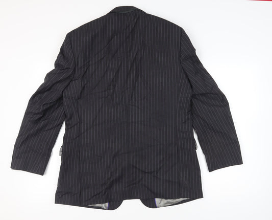 The Label Men's Black Striped Regular Blazer 42R