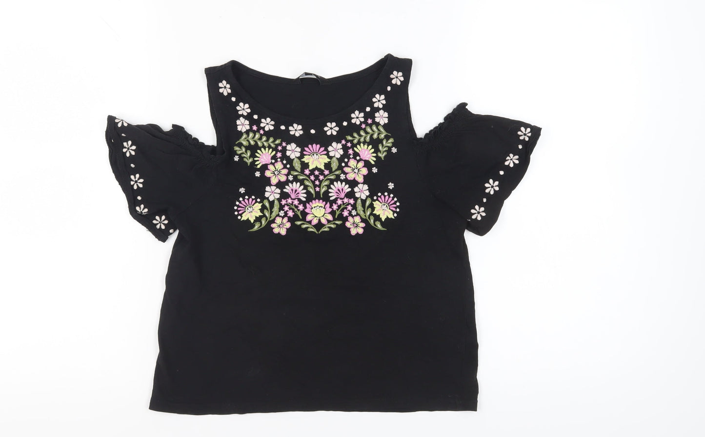 New Look Women's Black Cold Shoulder Top Size 8