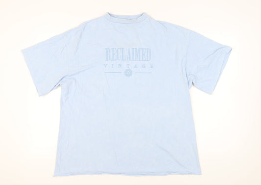 Reclaimed Vintage Blue Cotton Unisex T-Shirt XS