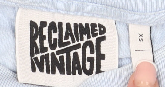 Reclaimed Vintage Blue Cotton Unisex T-Shirt XS