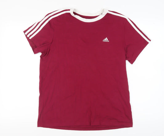 Adidas Men’s Red T-Shirt Medium, Crew Neck, Logo Accent