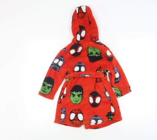 George Boys Red Marvel Superhero Hooded Robe 2-3 Years