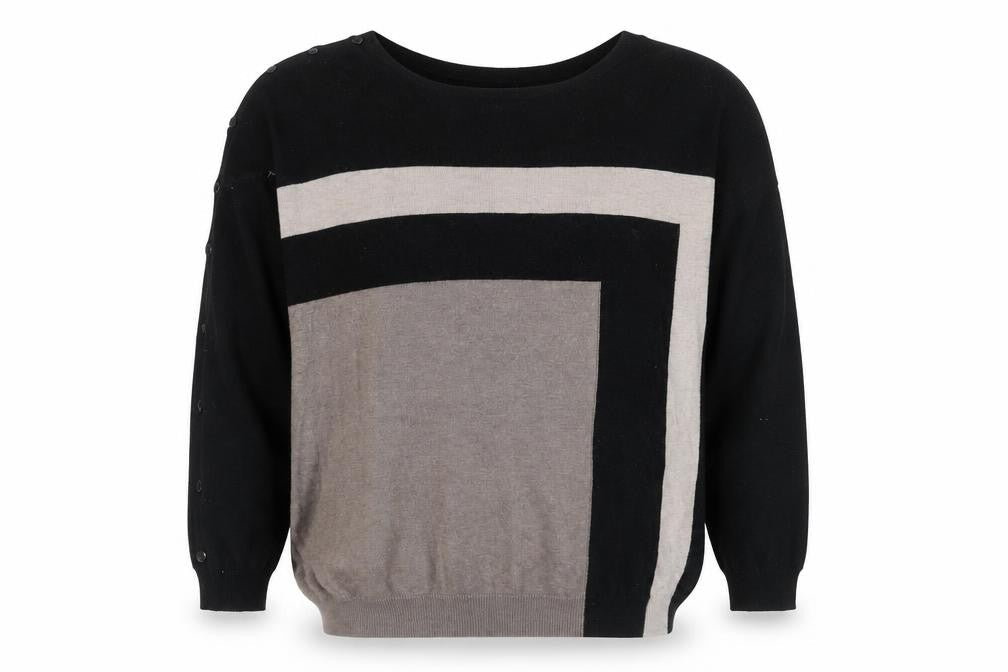 Wallis Mens L Black Geometric Long Sleeve Jumper
