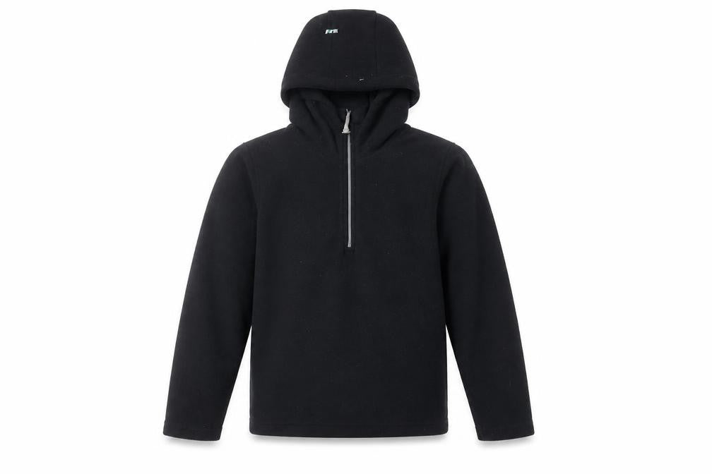 Front view of Mountain Warehouse girls’ black fleece hoodie 9-10 years