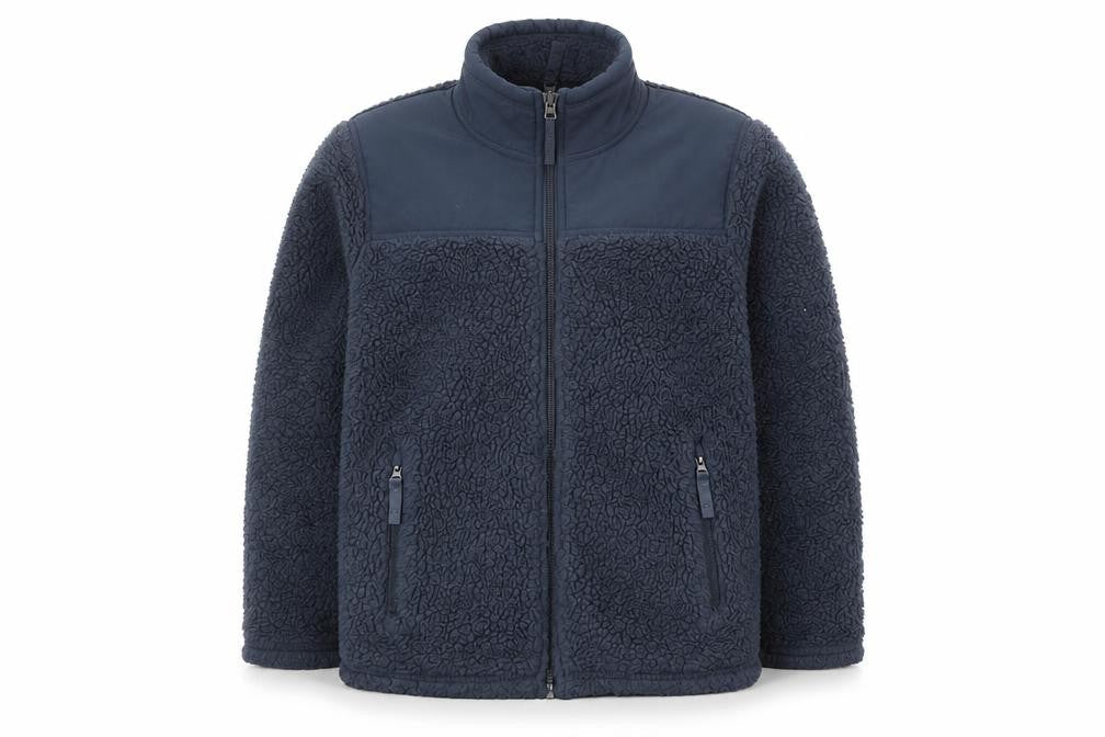 Front view of 32 Degrees boys’' blue fleece jacket, full zip, size 7-8, winter warm
