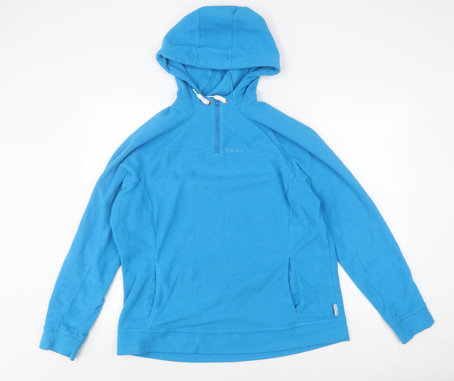 Quecha Blue Unisex Hoodie with Zip, Medium Size