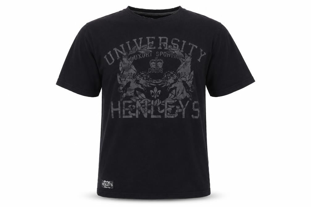 Henleys Men's Black University Graphic T-Shirt Size L