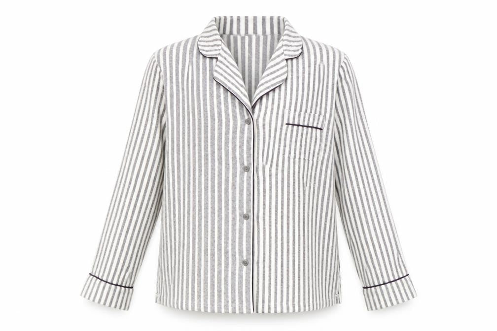 DKNY Women's Grey Striped Pyjama Top, Size L