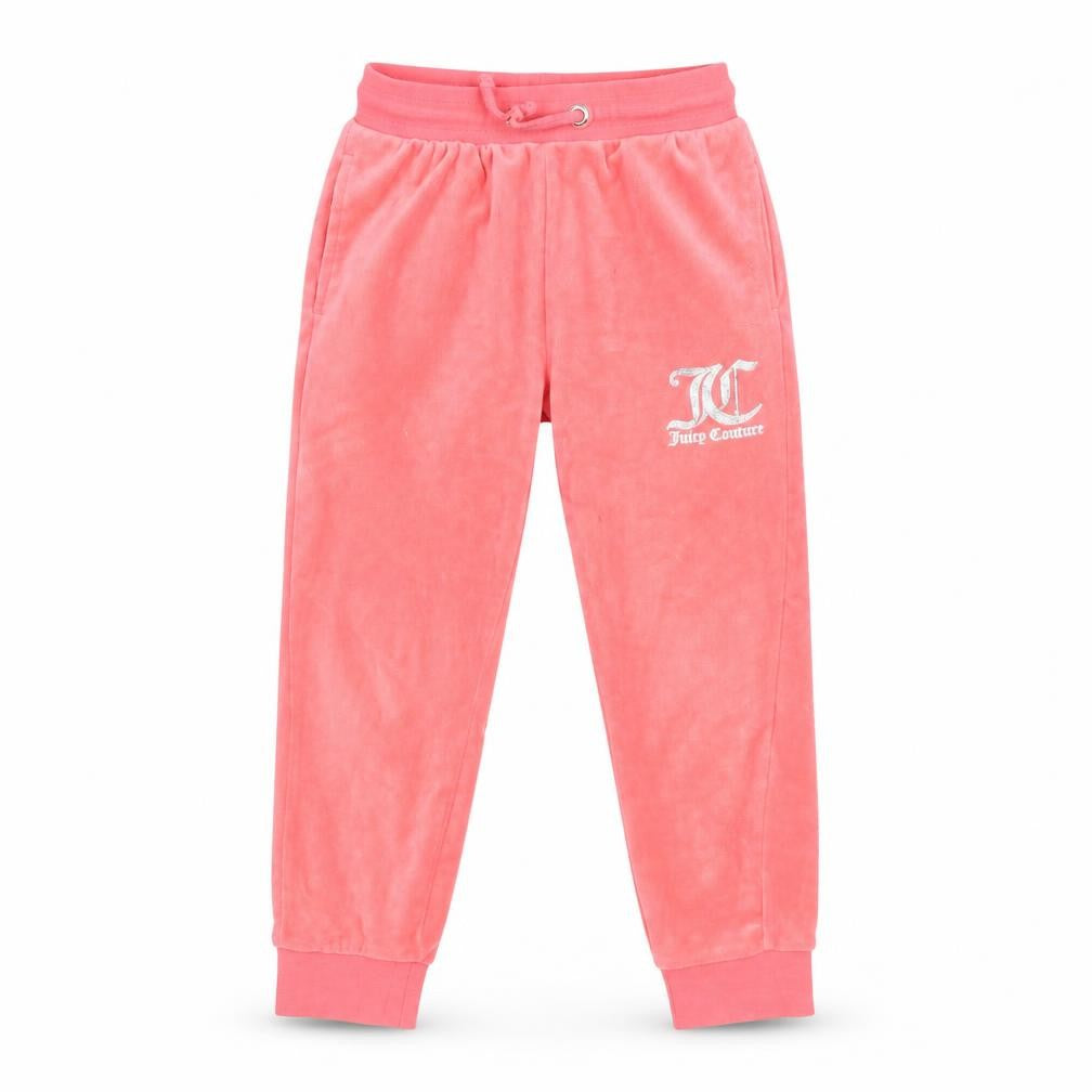 Front view of Juicy Couture girls’ pink jogger trousers, 7 years, casual