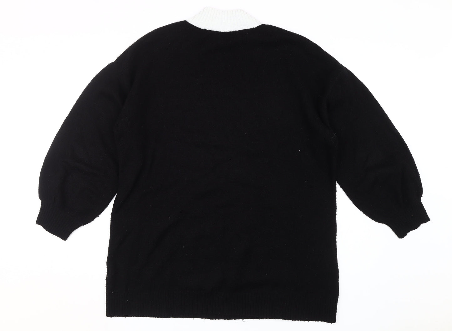 Roman Women's Black Beaded High Neck Pullover Jumper Size 16
