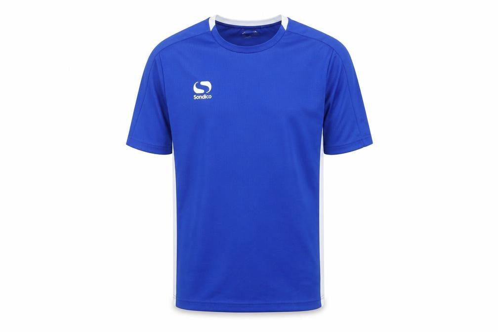 Front view of Sondico boys’ blue football t-shirt age 13 years