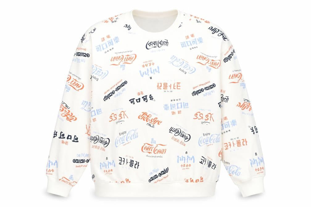 Unisex Adults UK 2XL Regular Coca-Cola White Pullover Sweatshirt