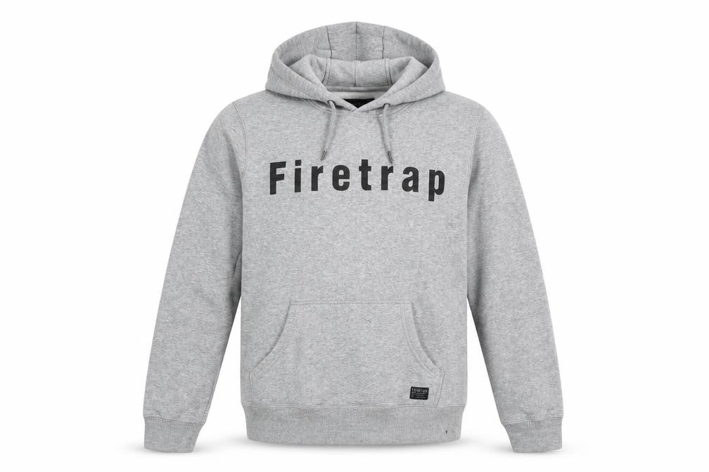Mens UK S Regular Firetrap Grey Pullover Hoodie