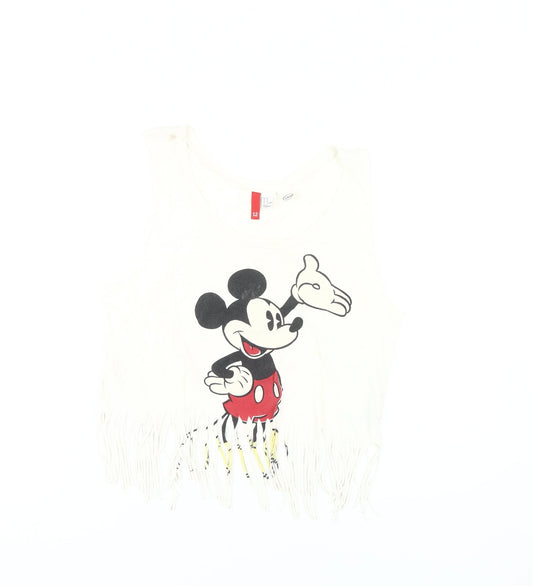 Disney Women's White Sleeveless Mickey Crop Tank