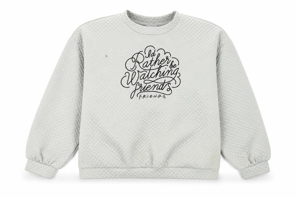 Womens UK 14 Relaxed Friends Ivory Pullover Sweatshirt
