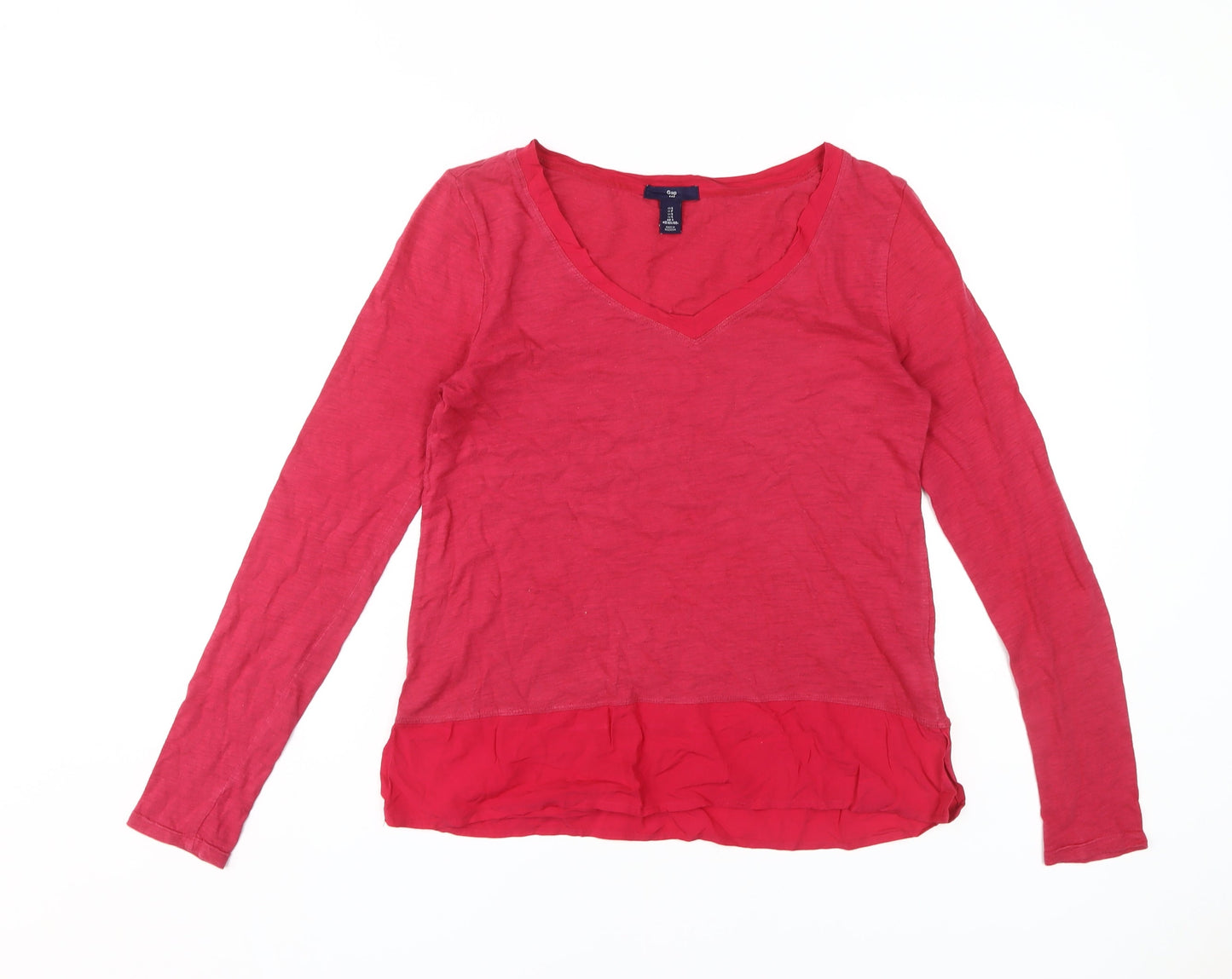 Gap Women's Red Long Sleeve V-Neck T-Shirt Size S