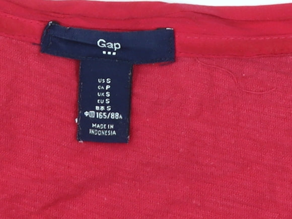 Gap Women's Red Long Sleeve V-Neck T-Shirt Size S