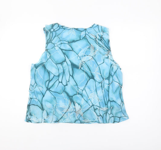 Klass Women's Blue V-Neck Floral Tank Petite Size 18