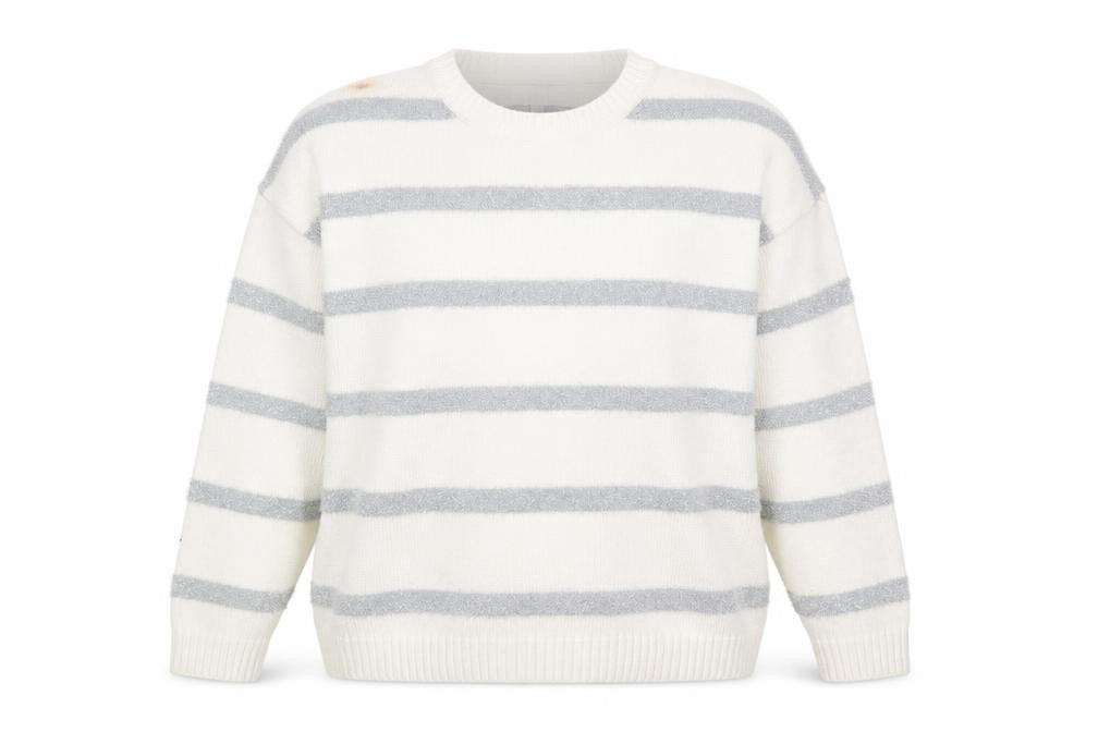 Marks and Spencer Women's Ivory Striped Pullover Jumper L